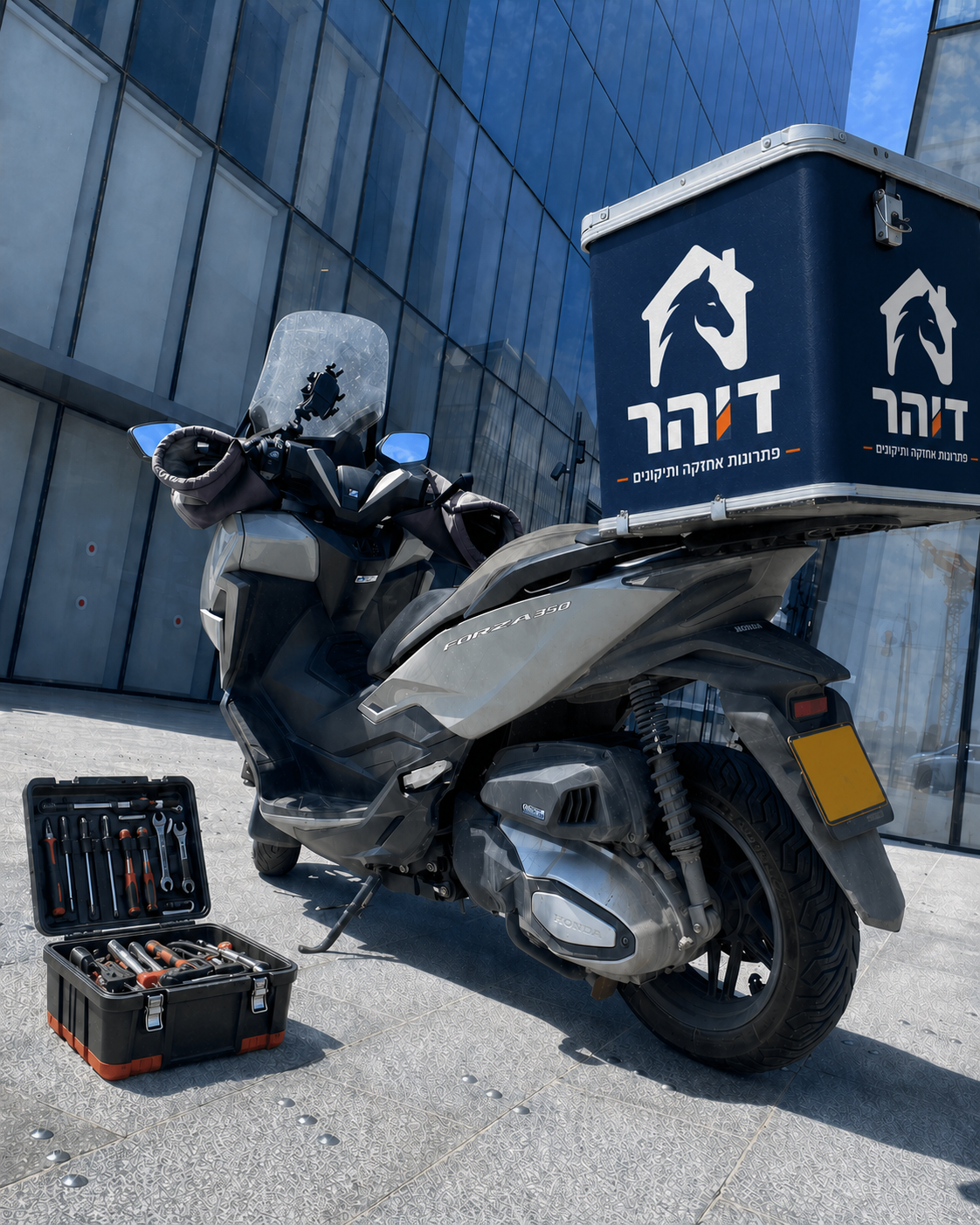 קטנוע השירות של דוהר עם ארגז כלים מקצועי